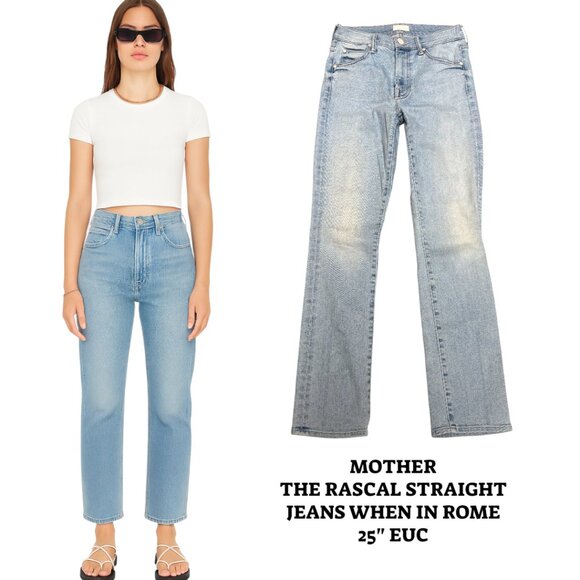 MOTHER THE RASCAL STRAIGHT JEANS IN WHEN IN ROME 25" EUC - Picture 1 of 6